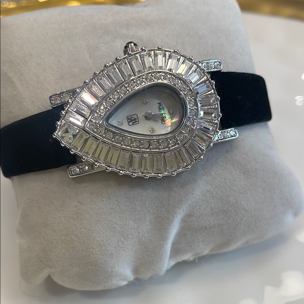 Victoria Wieck Silver and Black Teardrop Watch
